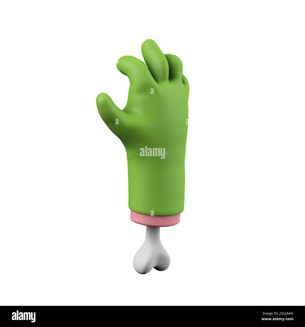 Cartoon creepy halloween mano mostro verde. Rendering 3D Foto Stock