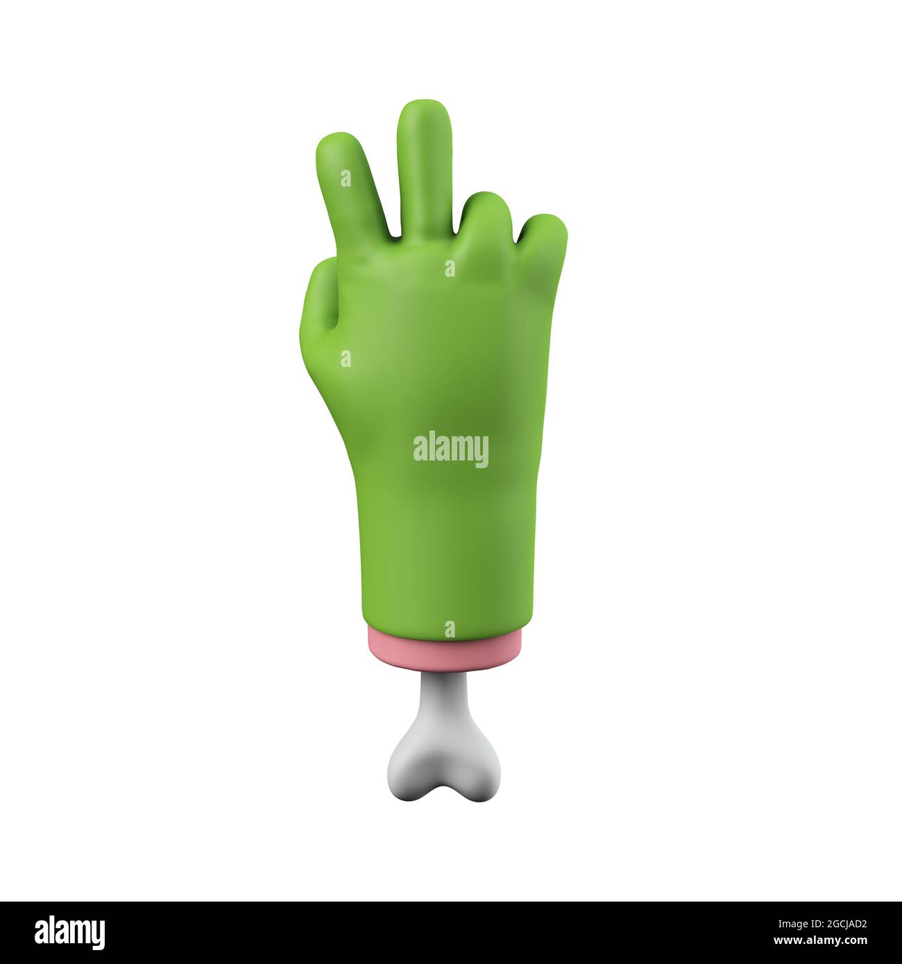 Cartoon creepy halloween mano mostro verde. Rendering 3D Foto Stock