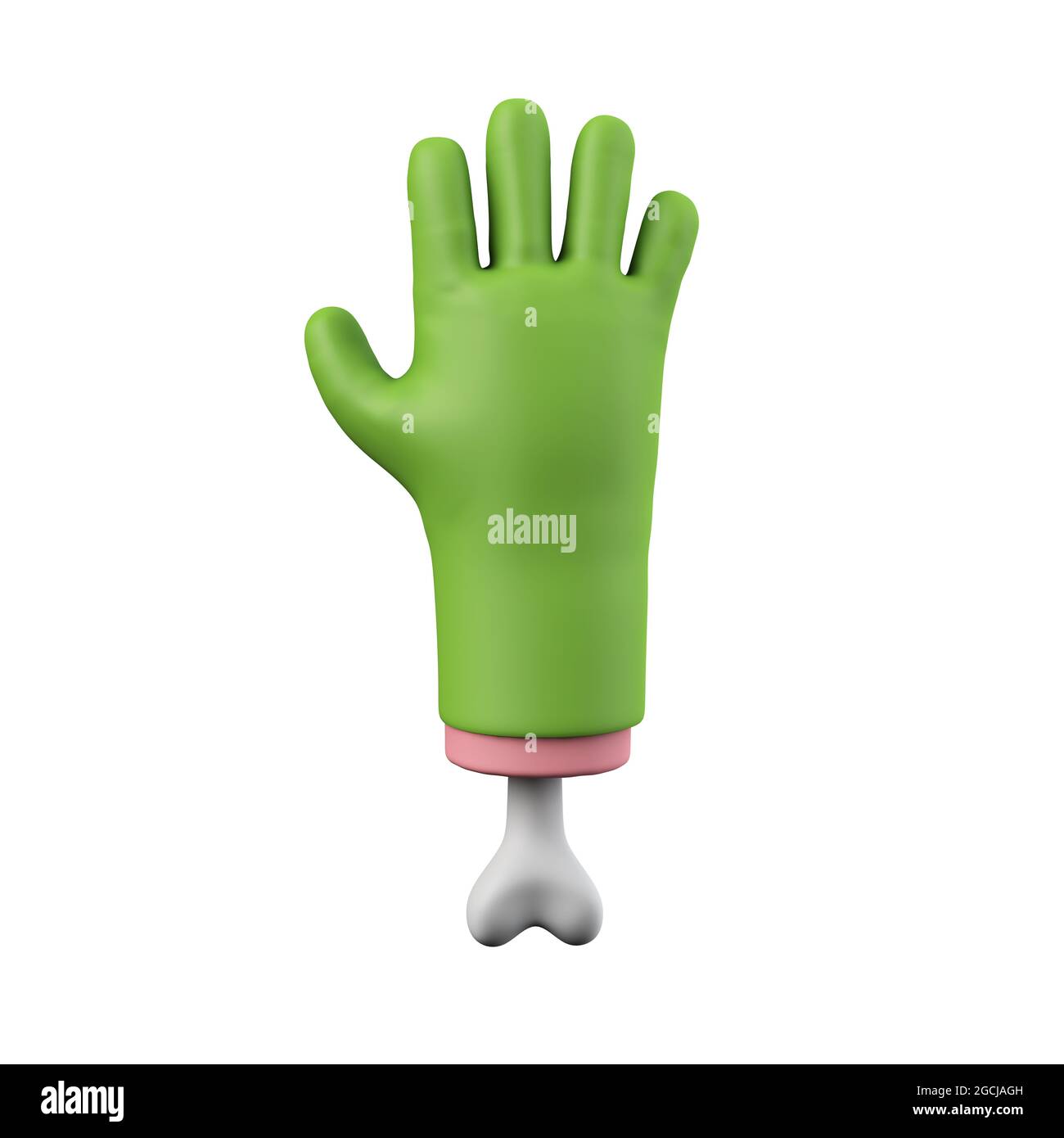 Cartoon creepy halloween mano mostro verde. Rendering 3D Foto Stock