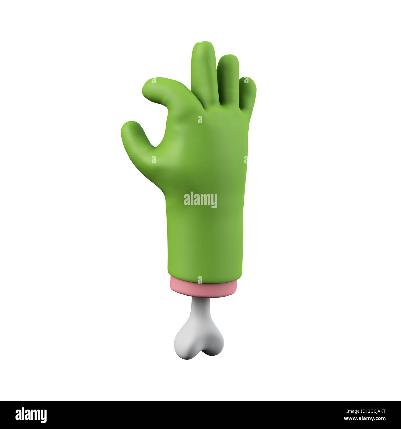 Cartoon creepy halloween mano mostro verde. Rendering 3D Foto Stock