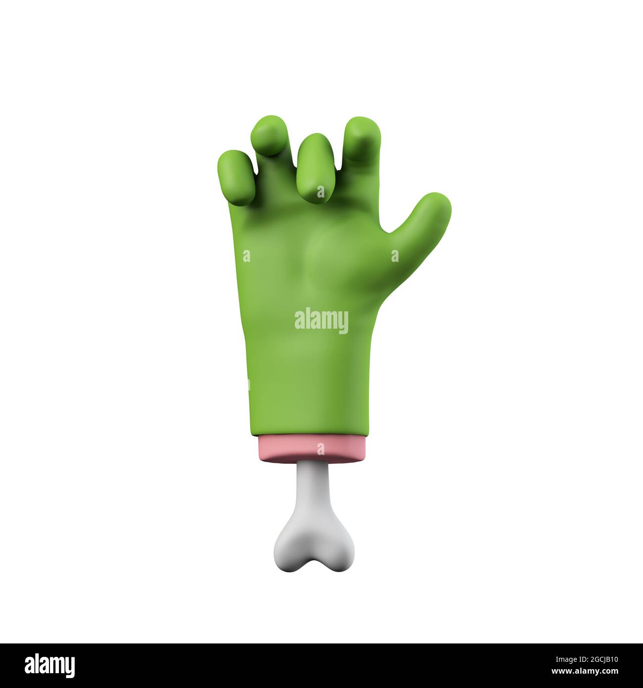 Cartoon creepy halloween mano mostro verde. Rendering 3D Foto Stock