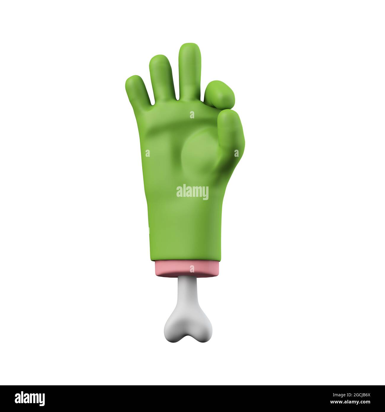 Cartoon creepy halloween mano mostro verde. Rendering 3D Foto Stock
