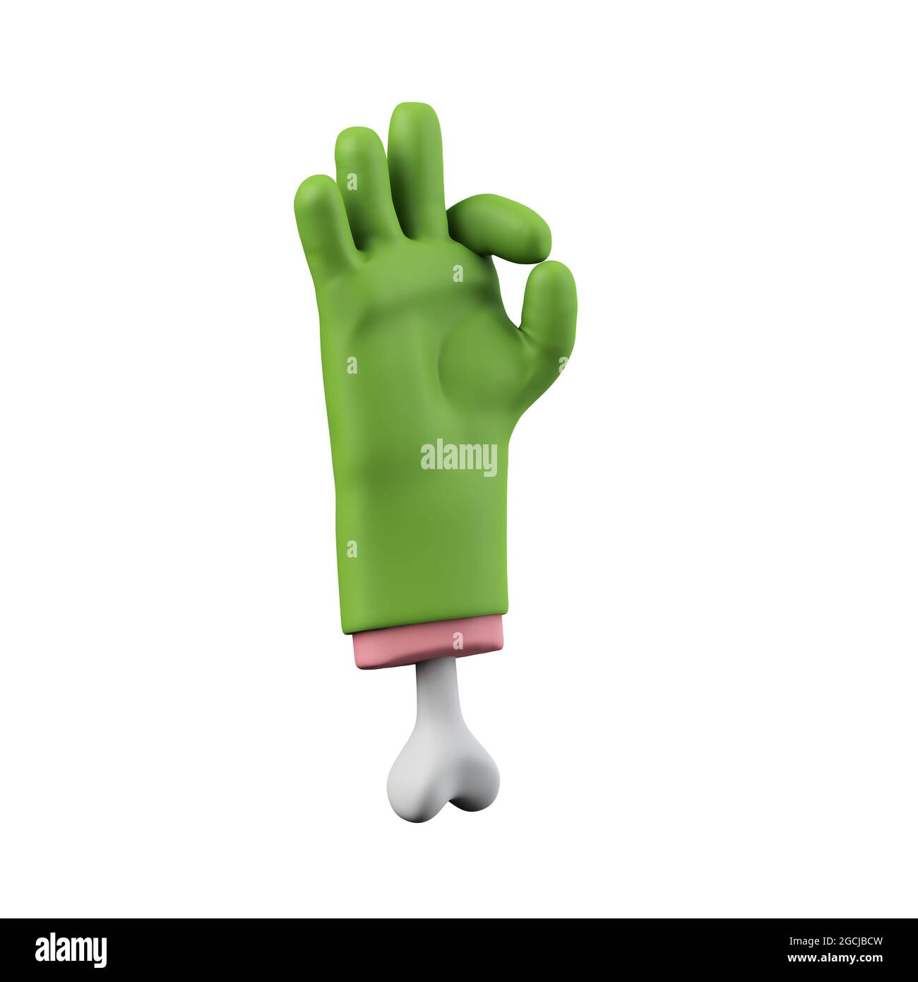 Cartoon creepy halloween mano mostro verde. Rendering 3D Foto Stock