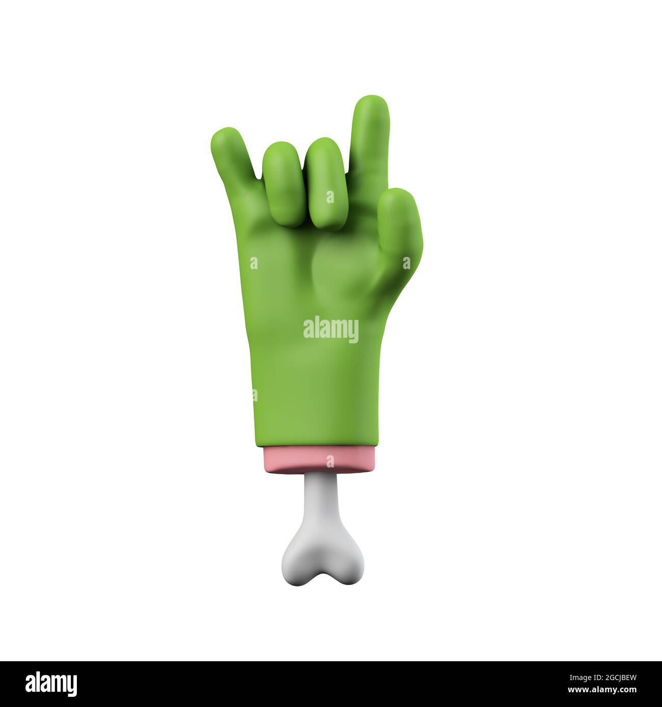 Cartoon creepy halloween mano mostro verde. Rendering 3D Foto Stock