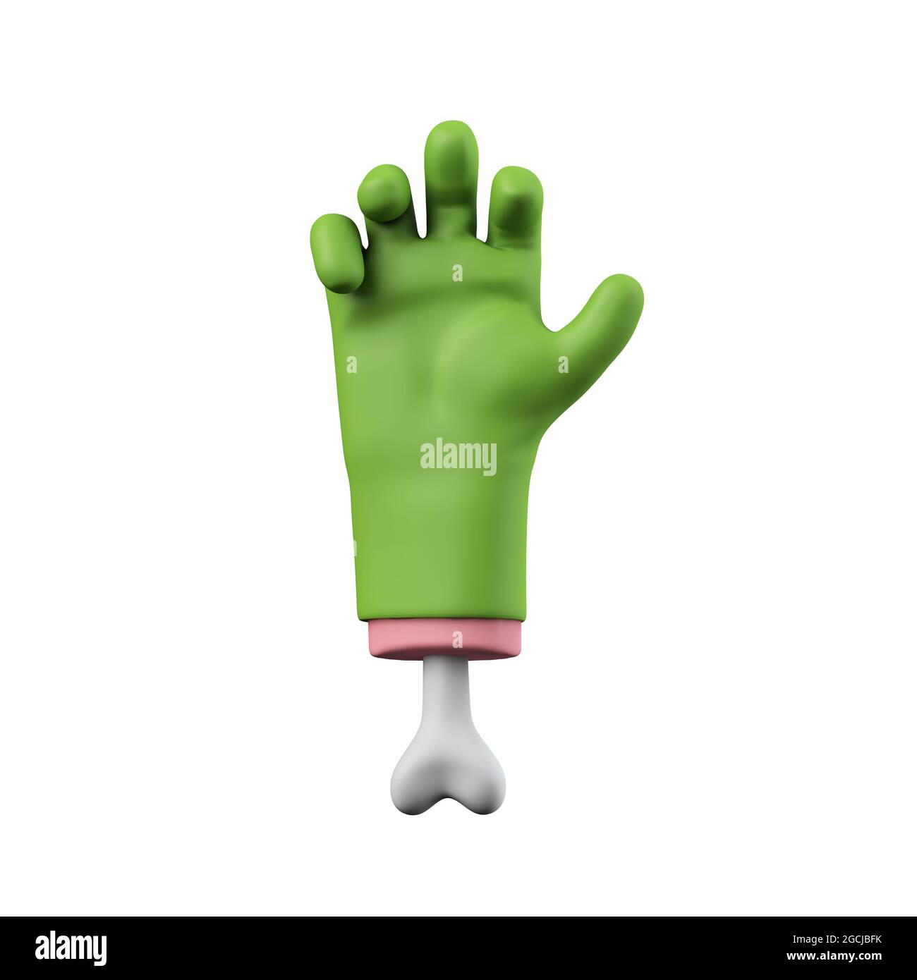 Cartoon creepy halloween mano mostro verde. Rendering 3D Foto Stock