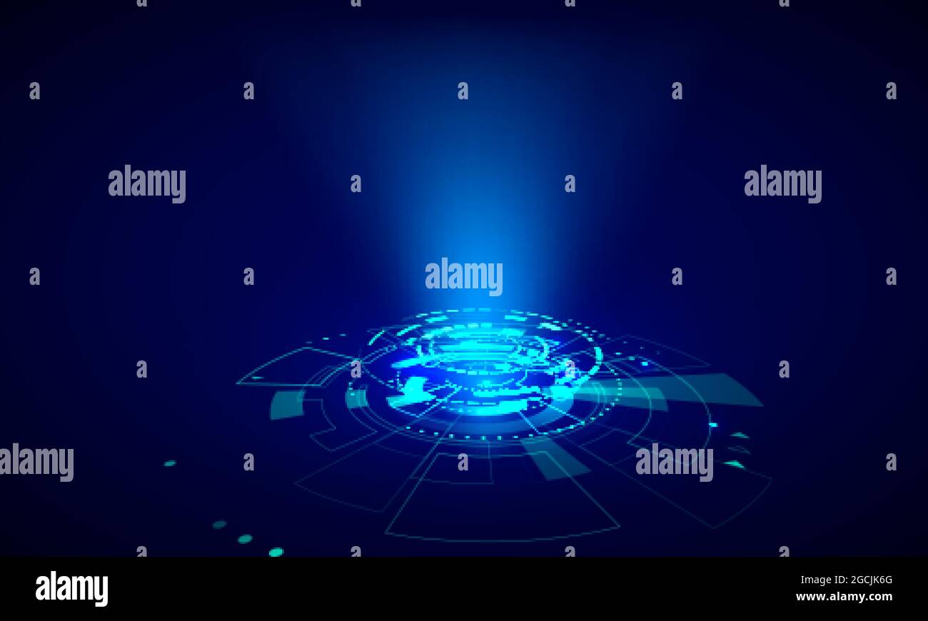Elementi HUD futuristici. Cerchio astratto hi-tech. Ologramma UI elementi realtà virtuale. Interfaccia utente futuristica sci fi. Illustrazione vettoriale Illustrazione Vettoriale