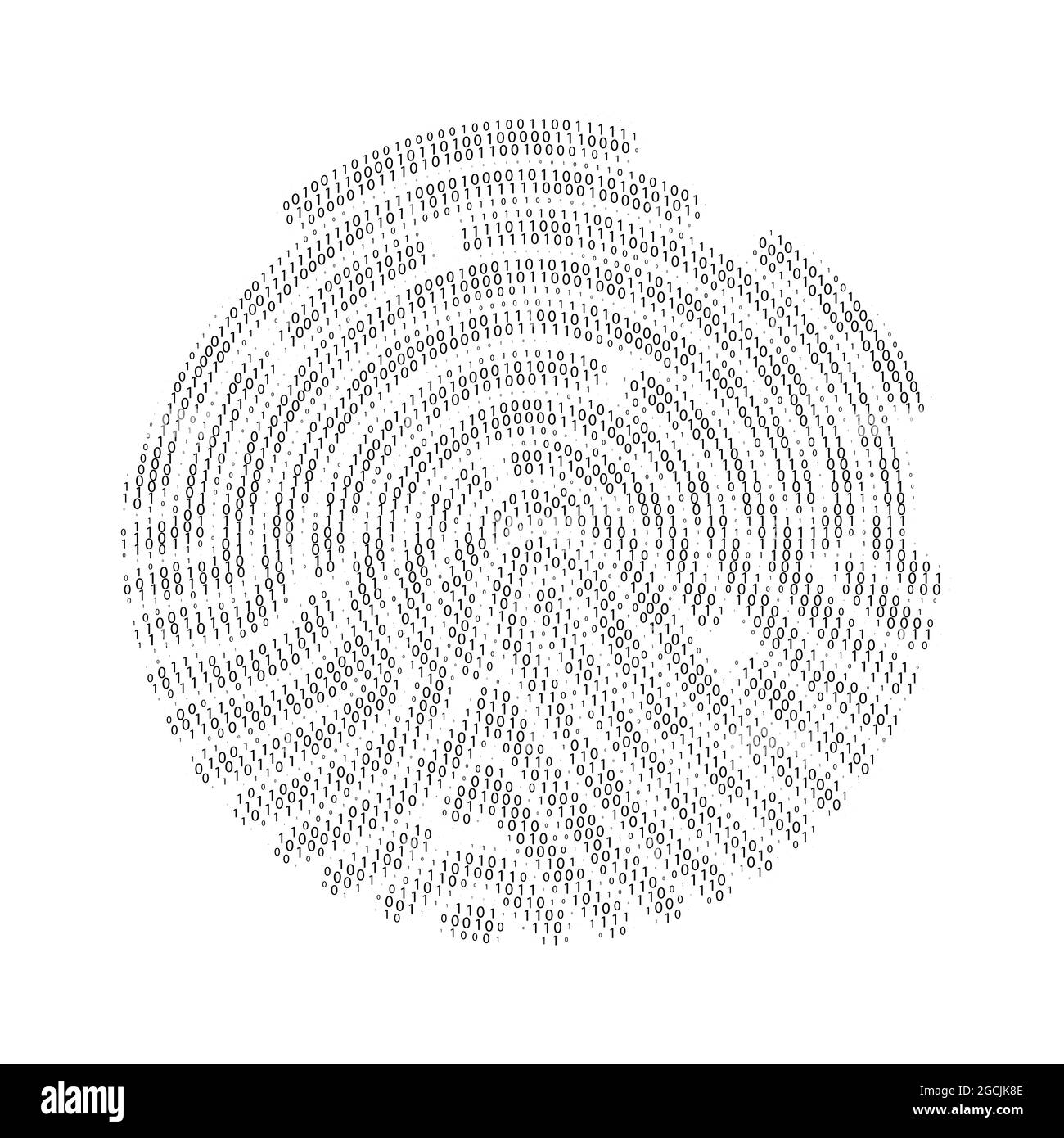 Set di impronte digitali di zero e una cifra. Codice binario per forma impronta digitale. Illustrazione vettoriale Illustrazione Vettoriale