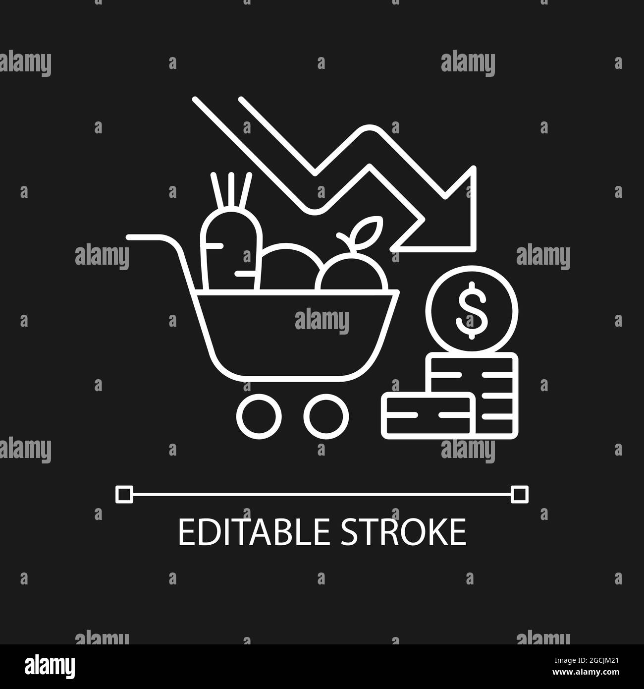 Il marketing rischia icona lineare bianca per il tema scuro Illustrazione Vettoriale