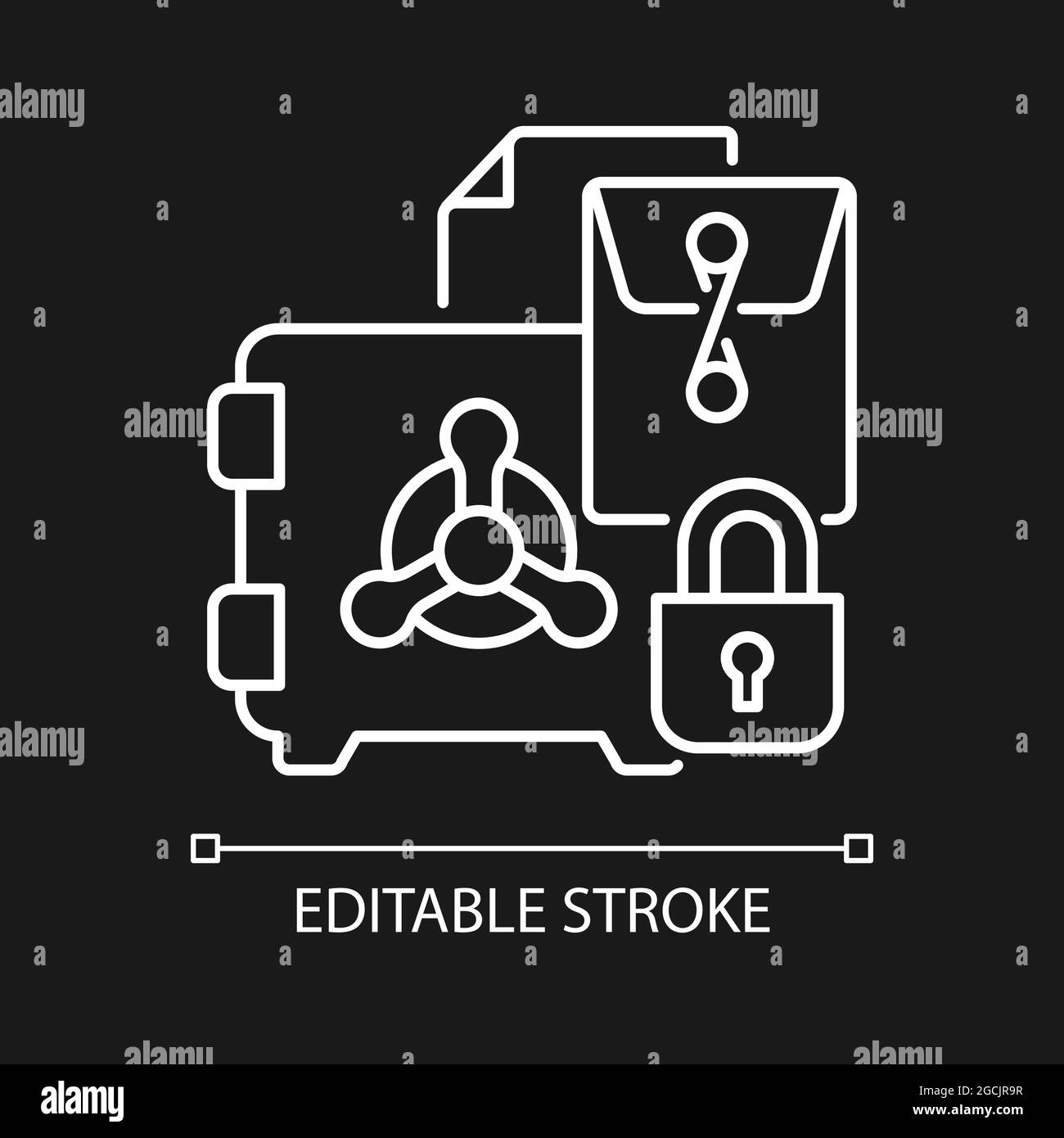 Icona lineare bianca dei segreti commerciali per il tema scuro Illustrazione Vettoriale