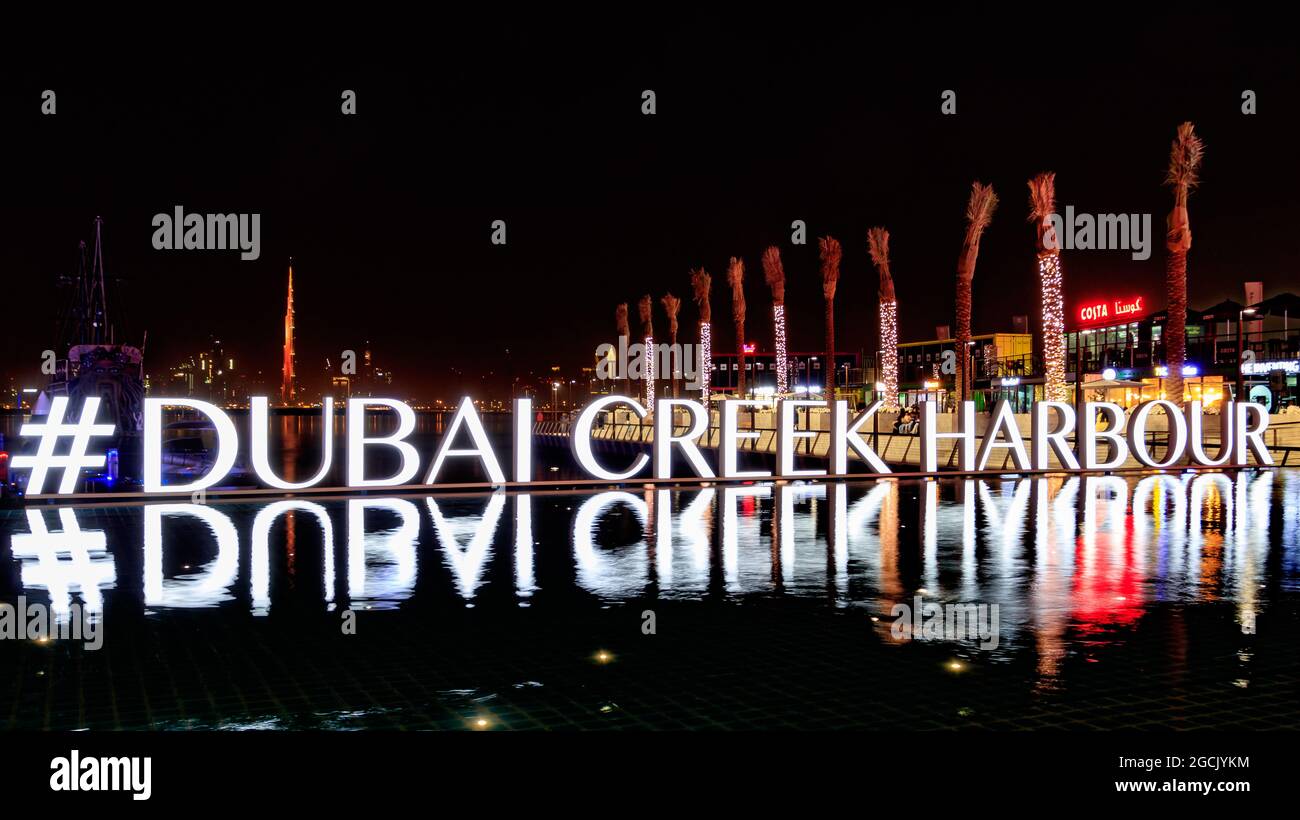 Vista panoramica del Dubai Creek Harbour Foto Stock