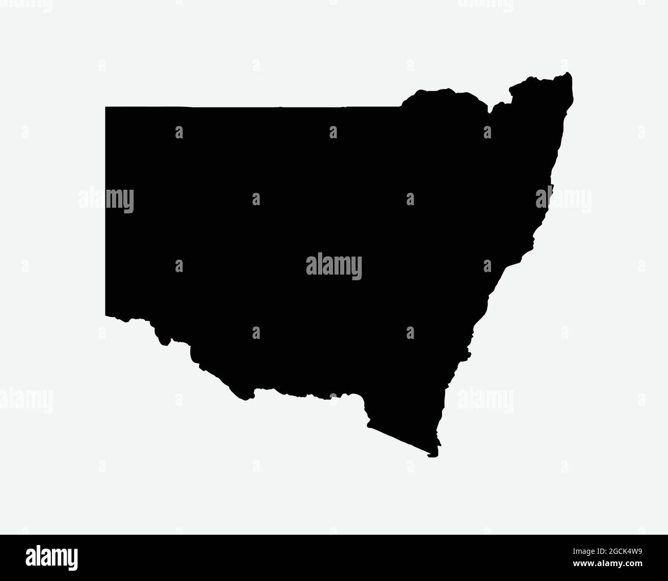 Nuovo Galles del Sud Australia Mappa Silhouette Nera. NSW, Australian state Shape Geography Atlas Border Boundary. Mappa nera isolata su sfondo bianco. Illustrazione Vettoriale