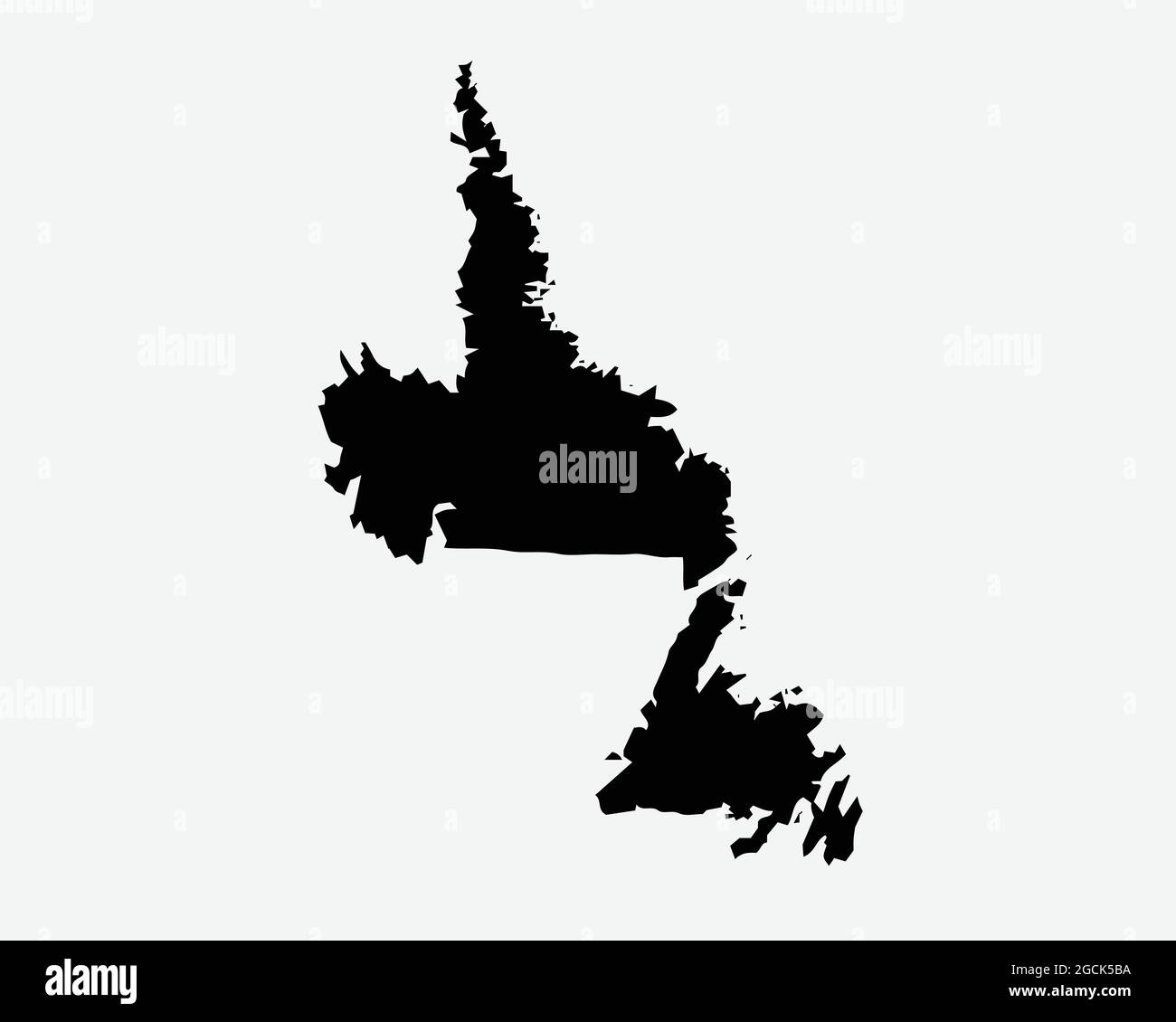 Terranova e Labrador Canada Mappa Silhouette Nero. NL, Canadian Province Shape Geografia Atlas Border Boundary. Mappa nera isolata su una schiena bianca Illustrazione Vettoriale