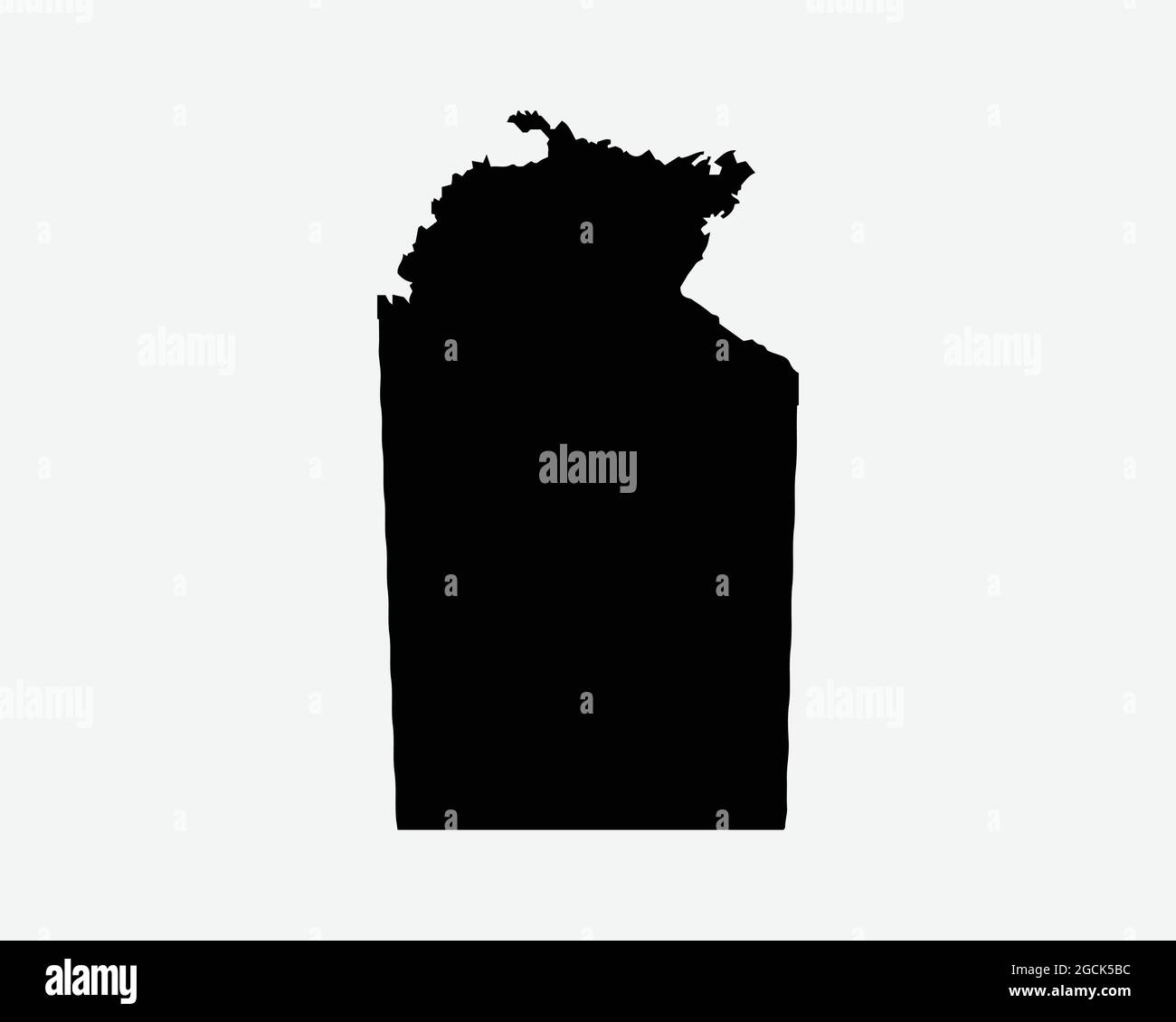 Territorio del Nord Australia Mappa Silhouette Nera. NT, Australian Territory Shape Geography Atlas Border Boundary. Vettore EPS Illustrazione Vettoriale