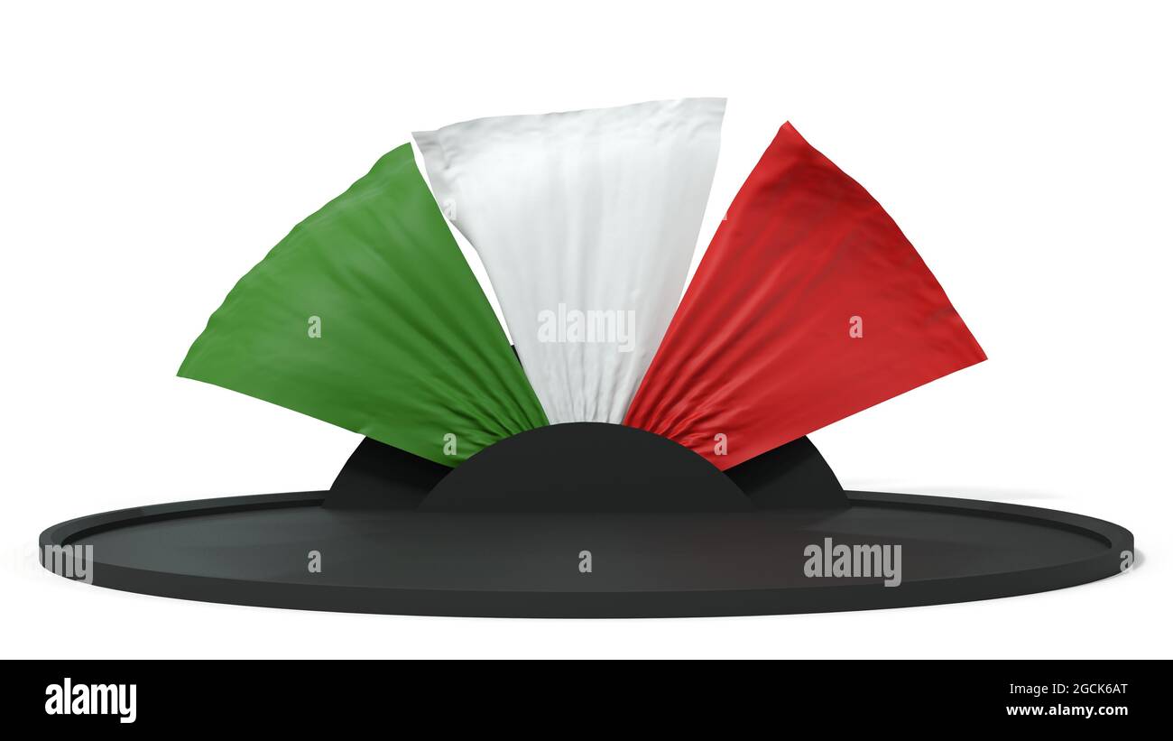 Bandiera italiana drappeggiato su sfondo bianco - 3D rendering Foto Stock
