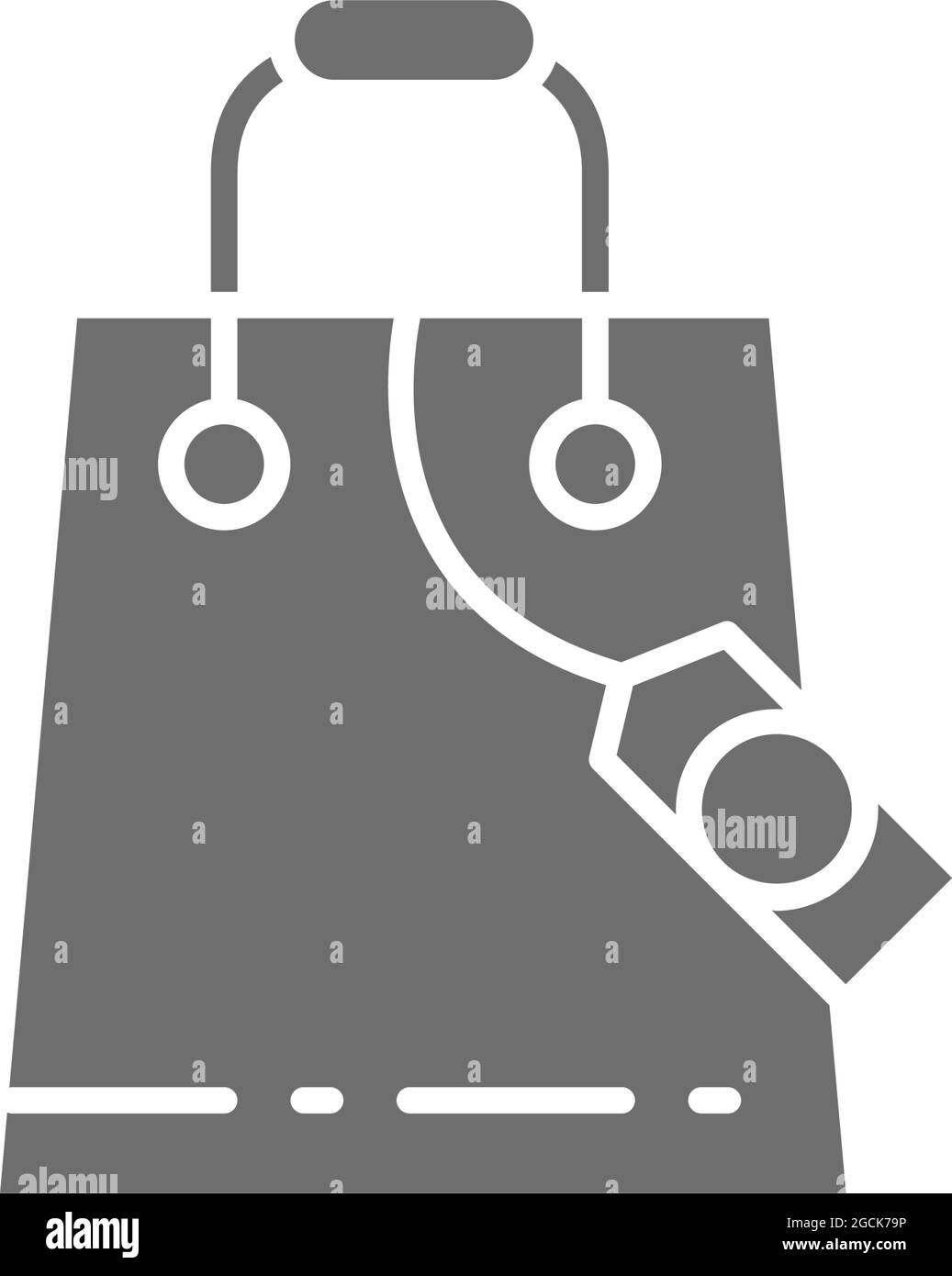 Shopping bag con icona di sconto grigio. Illustrazione Vettoriale
