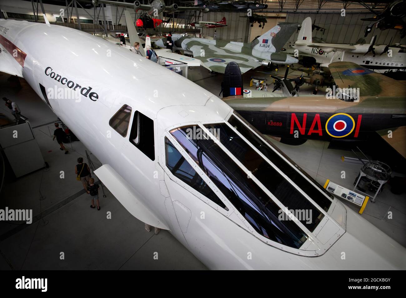 Duxford Imperial War Museum Fotografia di Brian Harris 5 agosto 2021 IMW Duxford, Cambridgeshire Inghilterra UK. BAC/Aerospatiale Concorde 101 in esposizione Foto Stock