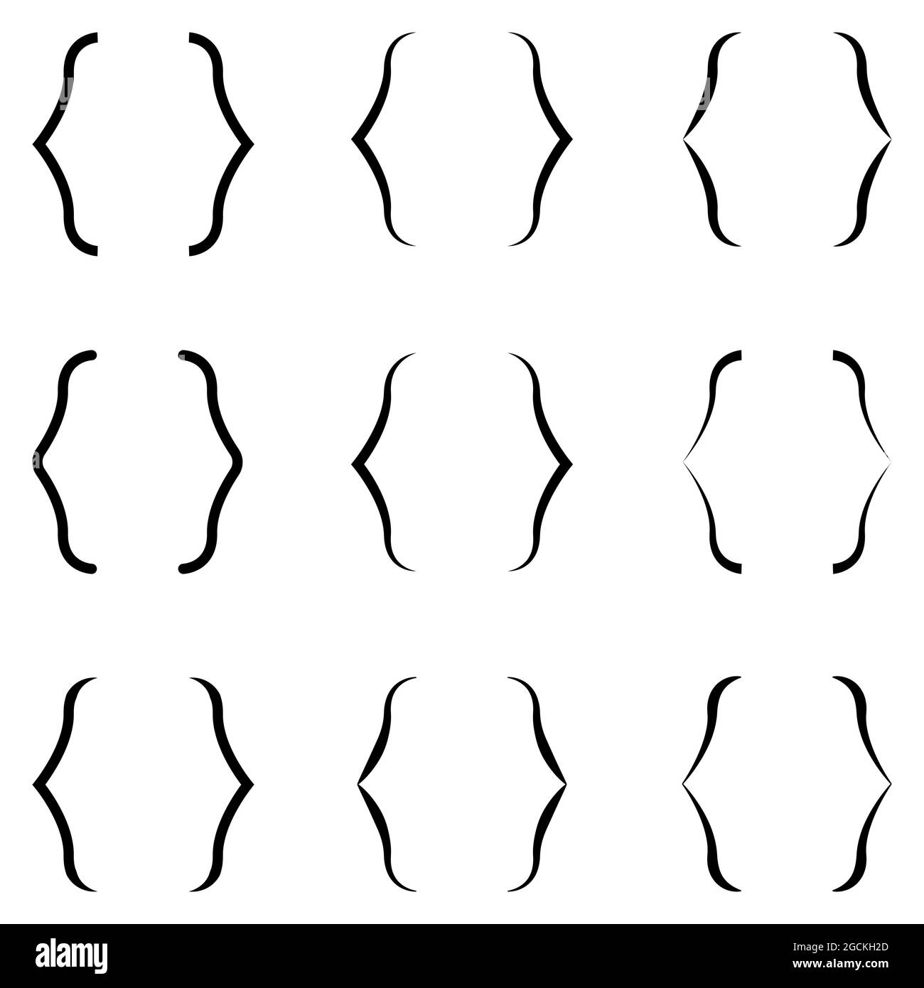 Testo parentesi quadra Imposta la raccolta vettoriale originale. Parentesi graffe, parentesi quadre e angolari. Parentesi punteggiatura forma messaggi. calligrafia Illustrazione Vettoriale