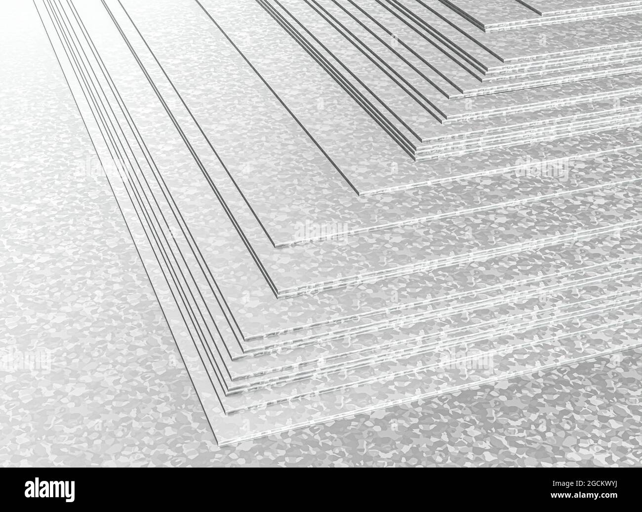 lamiere zincate impilate. rendering 3d Foto Stock