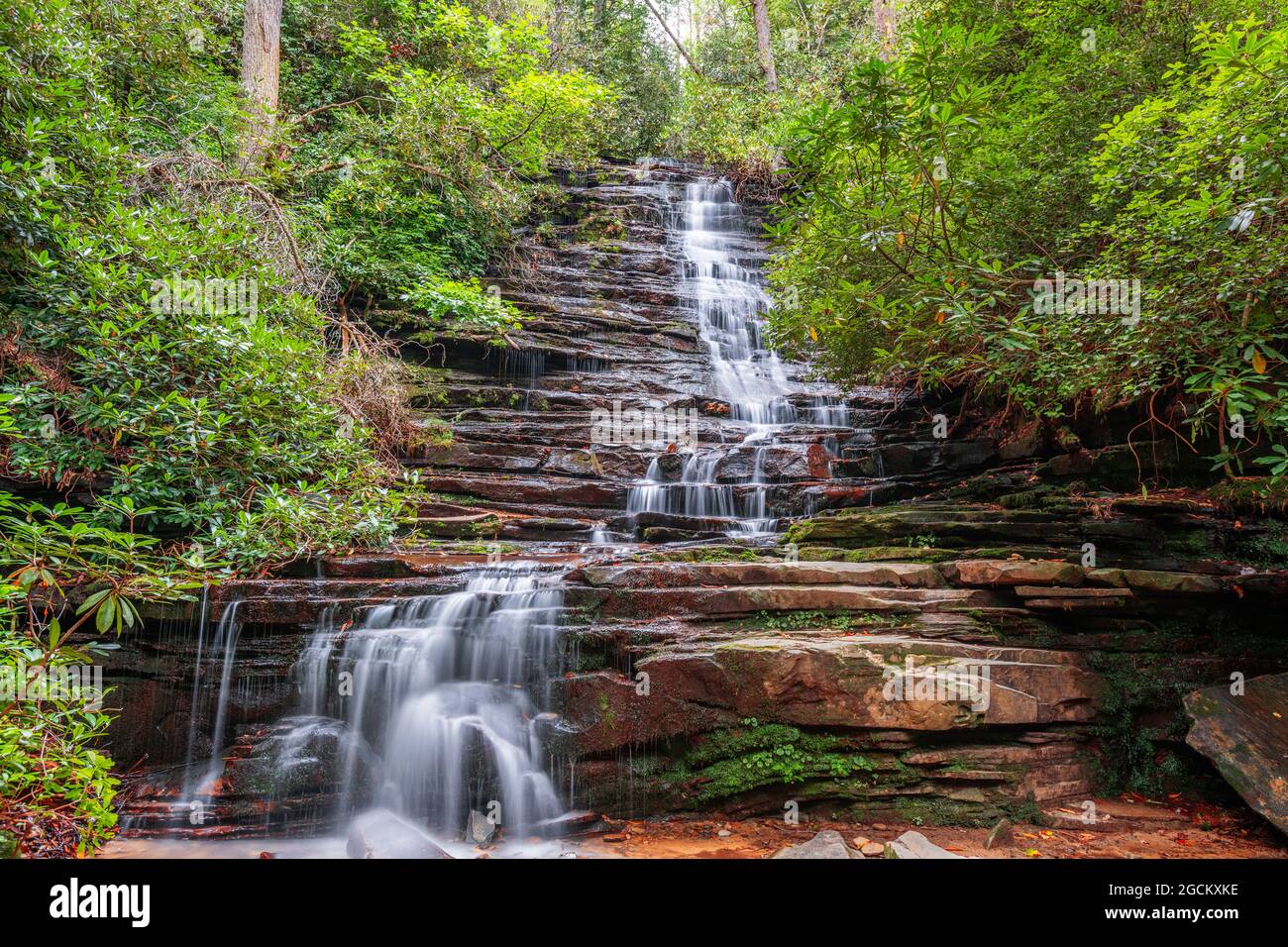 Cascate Panther, contea di Rabun, Georgia sul fiume Tallulah. Foto Stock