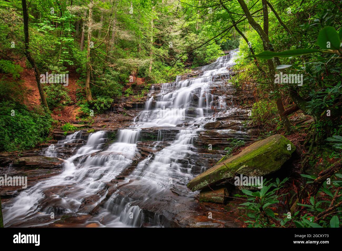 Cascate di Minnehaha, contea di Rabun, Georgia su Falls Creek. Foto Stock