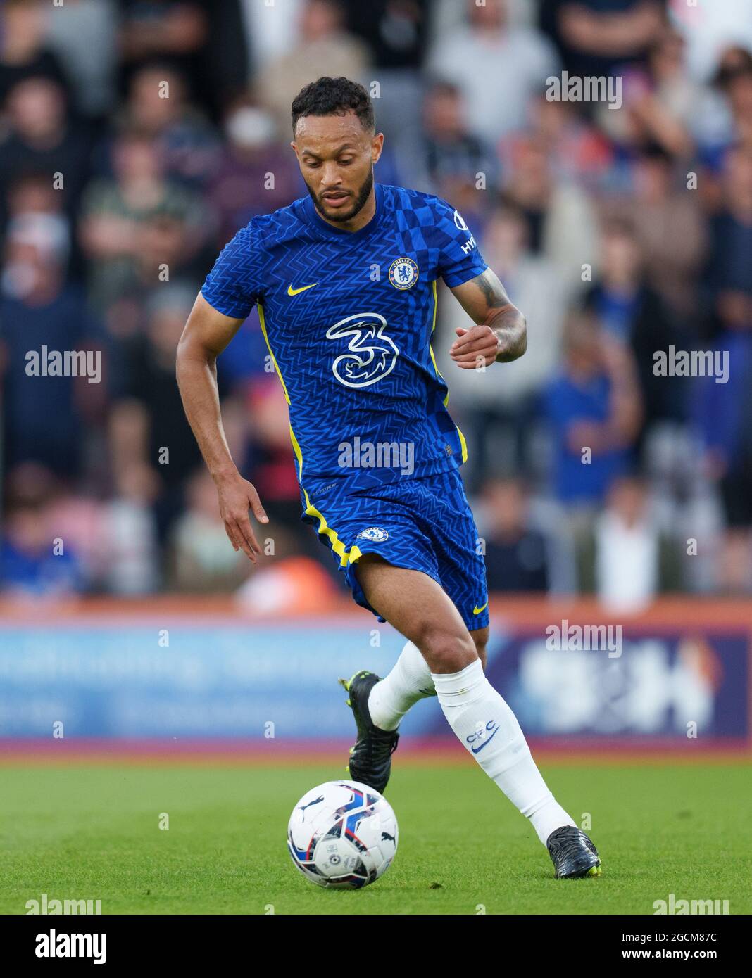 Bournemouth, Regno Unito. 27 luglio 2021. Lewis Baker of Chelsea durante la partita di Pre Season friendly del 2021/22 tra AFC Bournemouth e Chelsea al Goldsands Stadium di Bournemouth, Inghilterra, il 27 luglio 2021. Foto di Andy Rowland. Credit: Prime Media Images/Alamy Live News Foto Stock