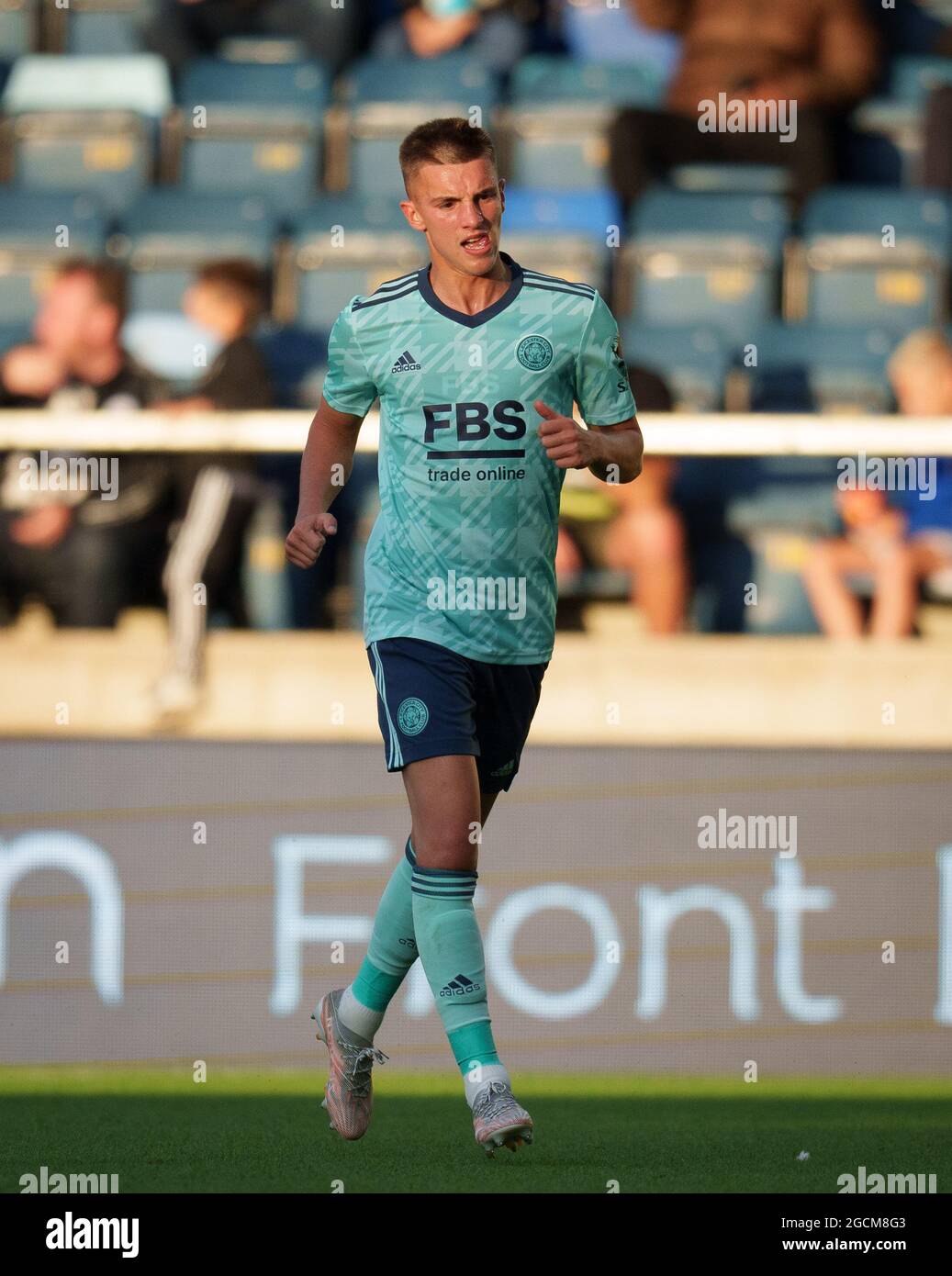 High Wycombe, Regno Unito. 28 luglio 2021. Luke Thomas di Leicester City durante la partita pre-stagione 2021/22 tra Wycombe Wanderers e Leicester City ad Adams Park, High Wycombe, Inghilterra, il 28 luglio 2021. Foto di Andy Rowland. Credit: Prime Media Images/Alamy Live News Foto Stock