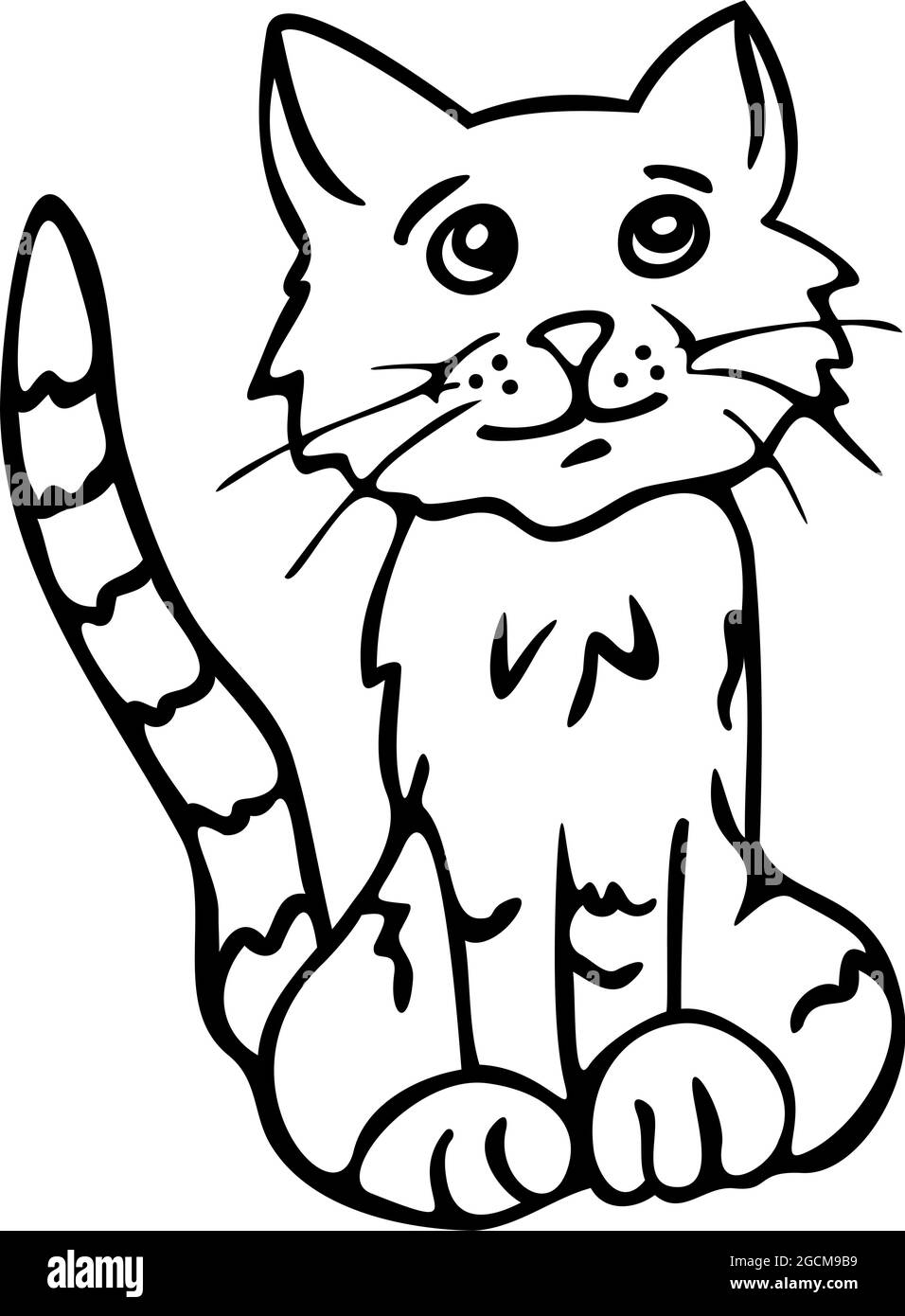 Illustrazione vettoriale del gatto seduto. Disegno per libro da colorare  Immagine e Vettoriale - Alamy