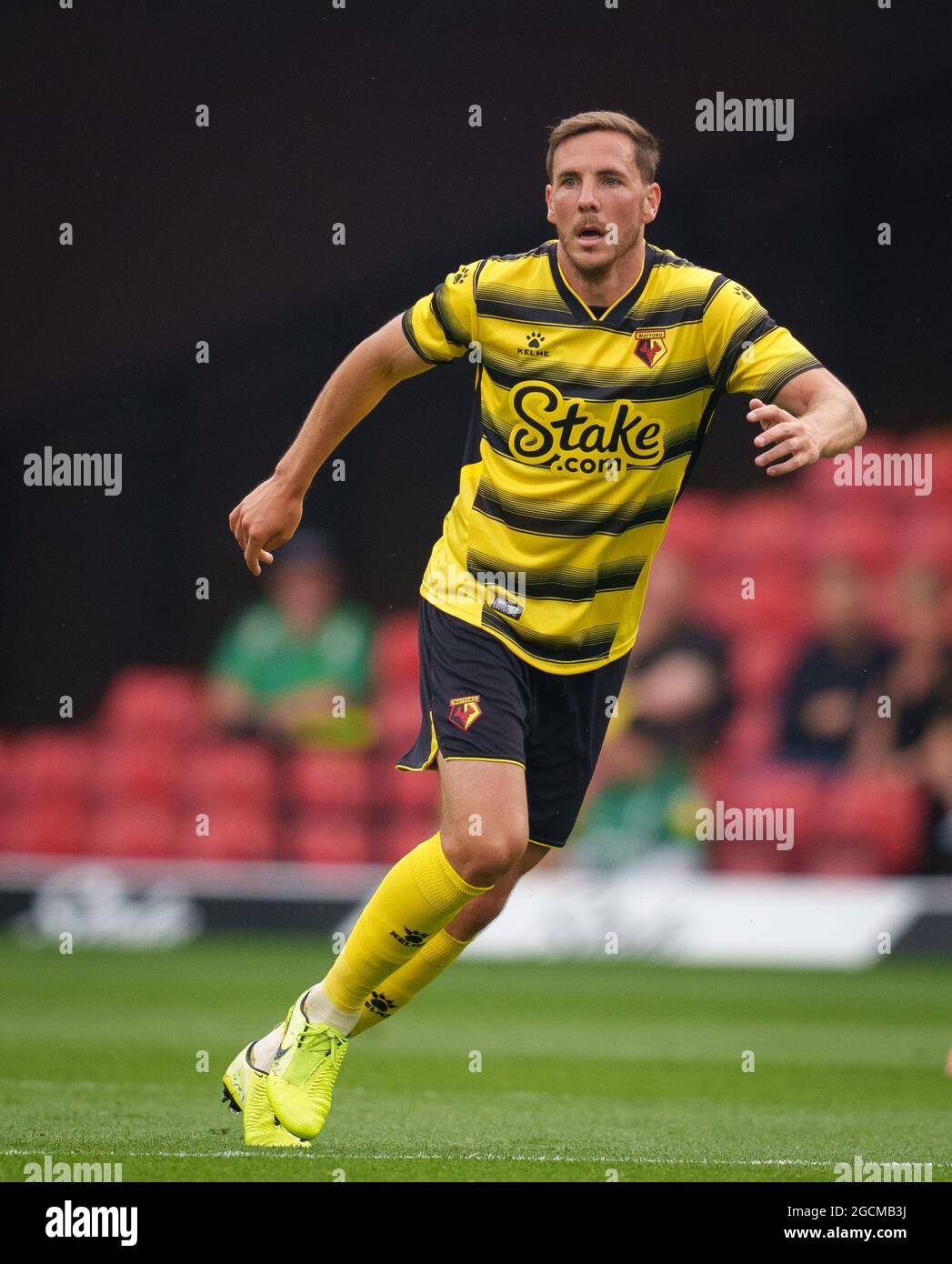 Watford, Regno Unito. 24 luglio 2021. DaN Gosling di Watford durante la partita pre-stagione 2021/22 tra Watford e West Bromwich Albion a Vicarage Road, Watford, Inghilterra, il 24 luglio 2021. Foto di Andy Rowland. Credit: Prime Media Images/Alamy Live News Foto Stock