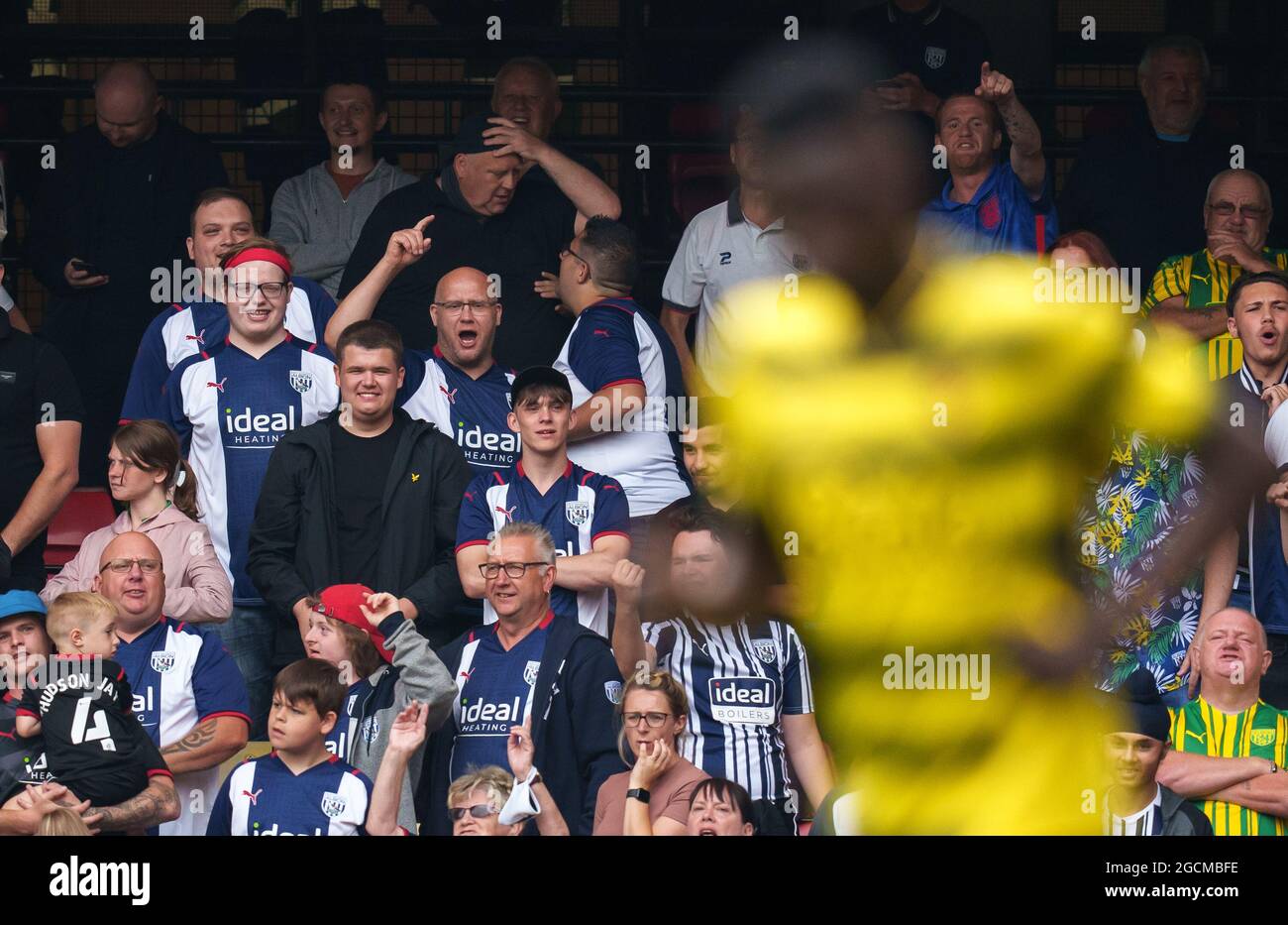 Watford, Regno Unito. 24 luglio 2021. WBA Supporters durante la partita di pre-stagione 2021/22 tra Watford e West Bromwich Albion a Vicarage Road, Watford, Inghilterra, il 24 luglio 2021. Foto di Andy Rowland. Credit: Prime Media Images/Alamy Live News Foto Stock