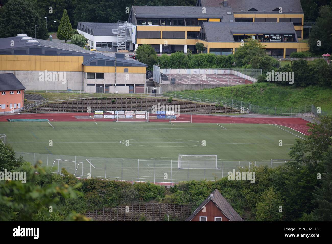 Campo di calcio a Treis-Karden Foto Stock