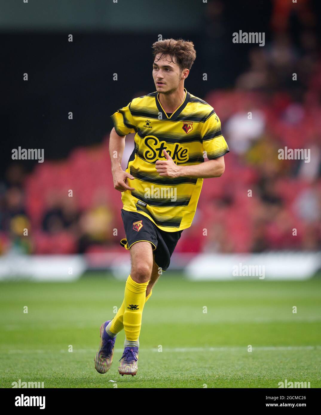 Watford, Regno Unito. 24 luglio 2021. Henry Wise di Watford durante la partita di pre-stagione 2021/22 tra Watford e West Bromwich Albion a Vicarage Road, Watford, Inghilterra, il 24 luglio 2021. Foto di Andy Rowland. Credit: Prime Media Images/Alamy Live News Foto Stock