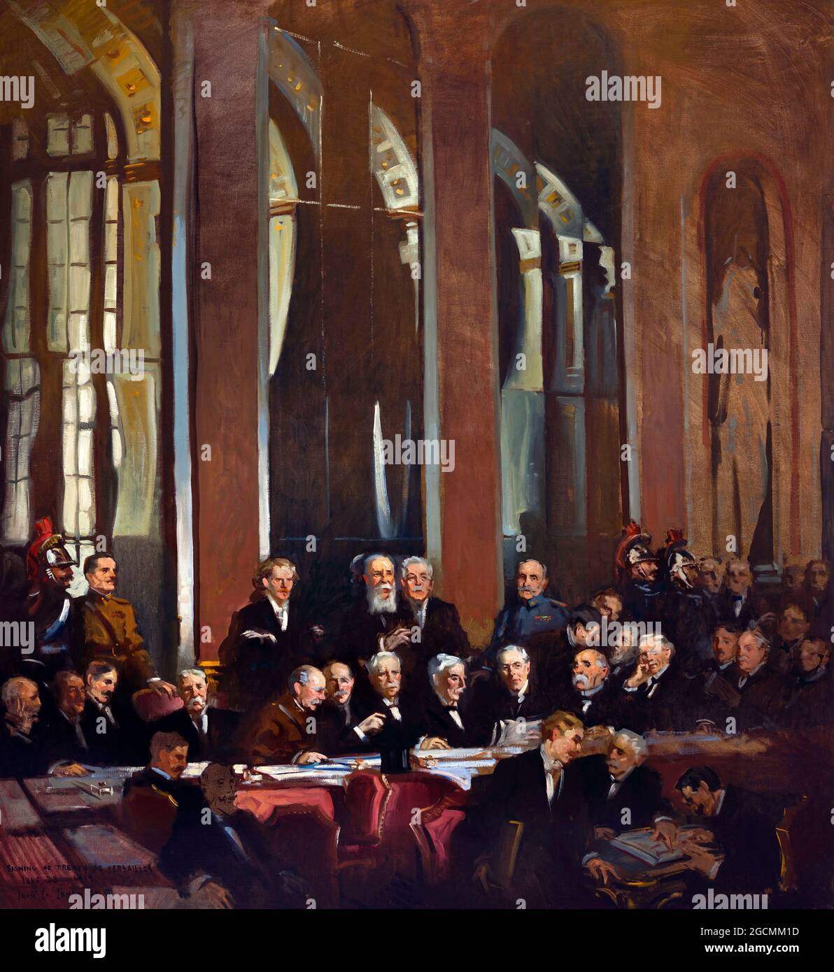 Firma del Trattato di Versailles di John Christen Johansen, olio su tela, 1919 Foto Stock