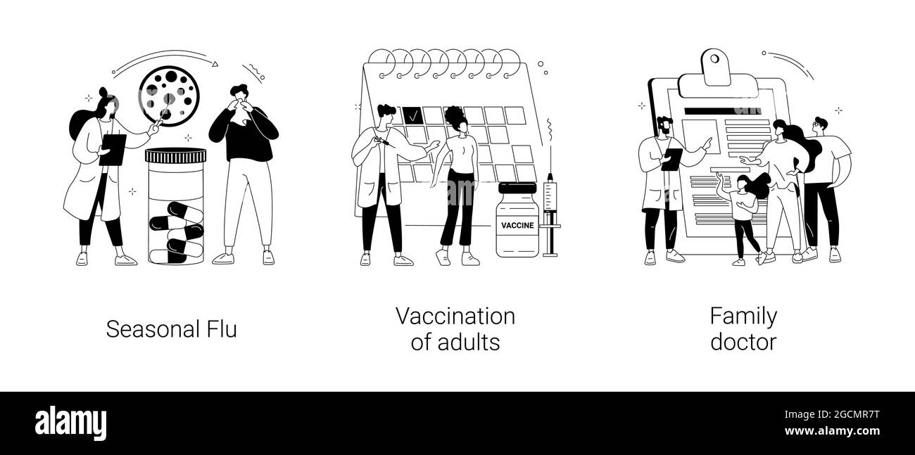 Illustrazioni vettoriali del concetto astratto del trattamento dell'influenza. Illustrazione Vettoriale
