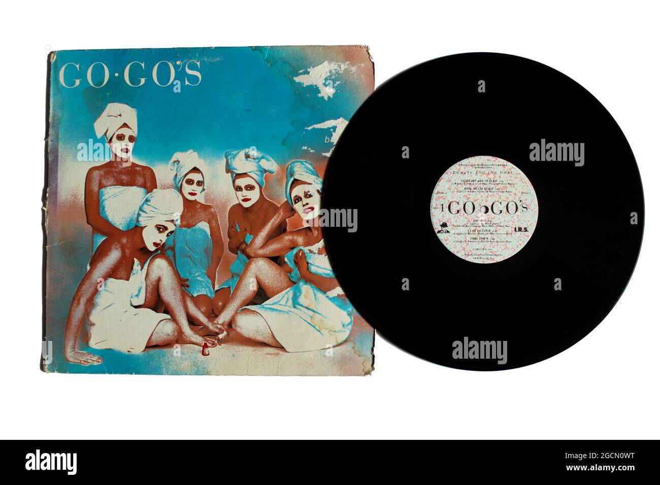 Pop rock e new wave band, l'album musicale di Go-Go su disco LP con dischi in vinile. Intitolato: Copertina dell'album Beauty and the Beat Foto Stock