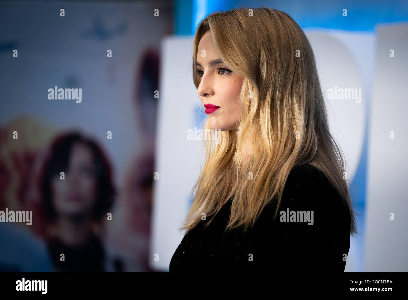 Jodie Comer arriva a Cineworld Leicester Square, nel centro di Londra, per la prima volta di Free Guy. Data immagine: Lunedì 9 agosto 2021. Foto Stock