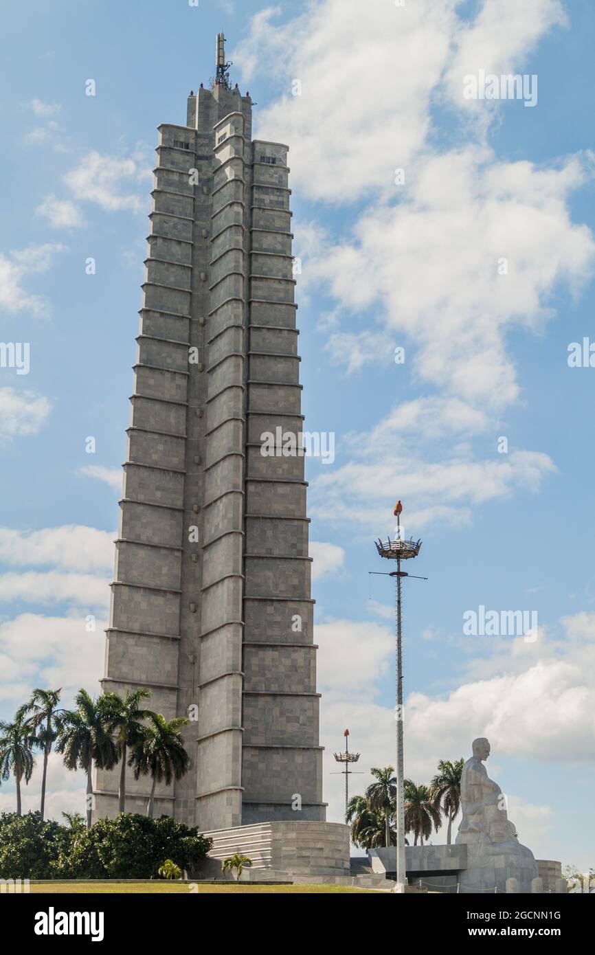 L'AVANA, CUBA - 21 FEBBRAIO 2016: Monumento di Jose Marti a l'Avana Cuba Foto Stock