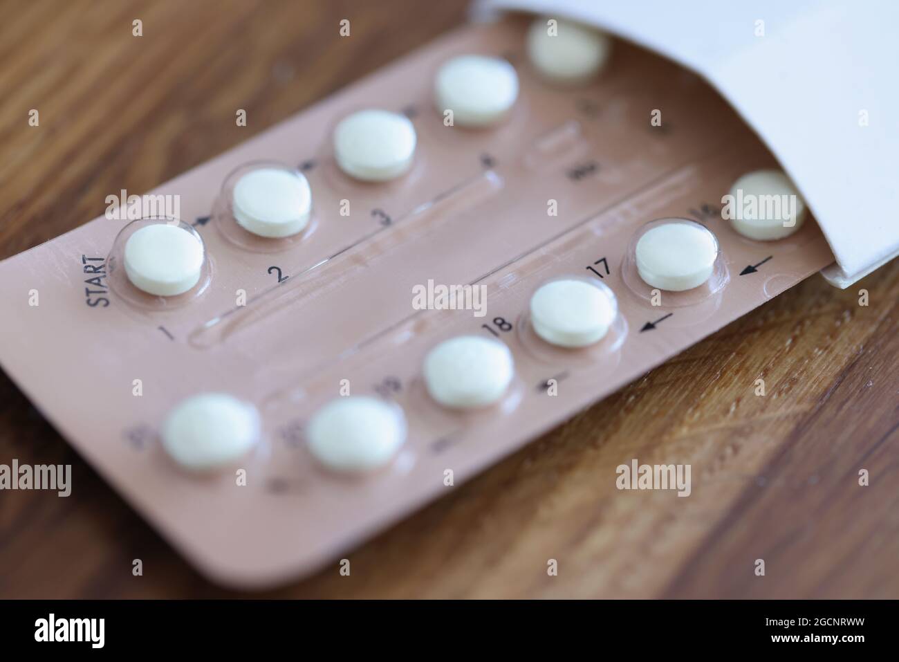 Donne contraccettivo ormonale controllo delle nascite pillole closeup Foto Stock
