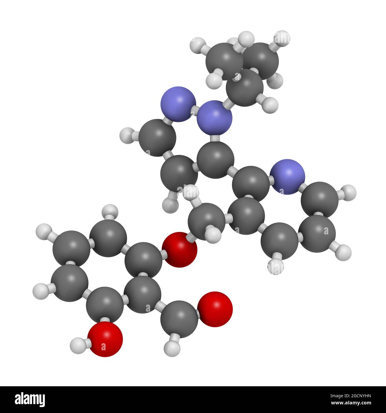 Voxelotor anemia falciforme molecola di farmaco. Rendering 3D. Foto Stock