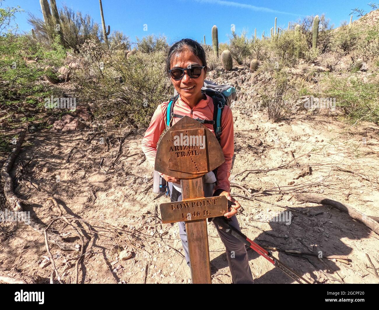 Punto di riferimento basso lungo il 800 Mile Arizona Trail, Arizona, U.S.A Foto Stock