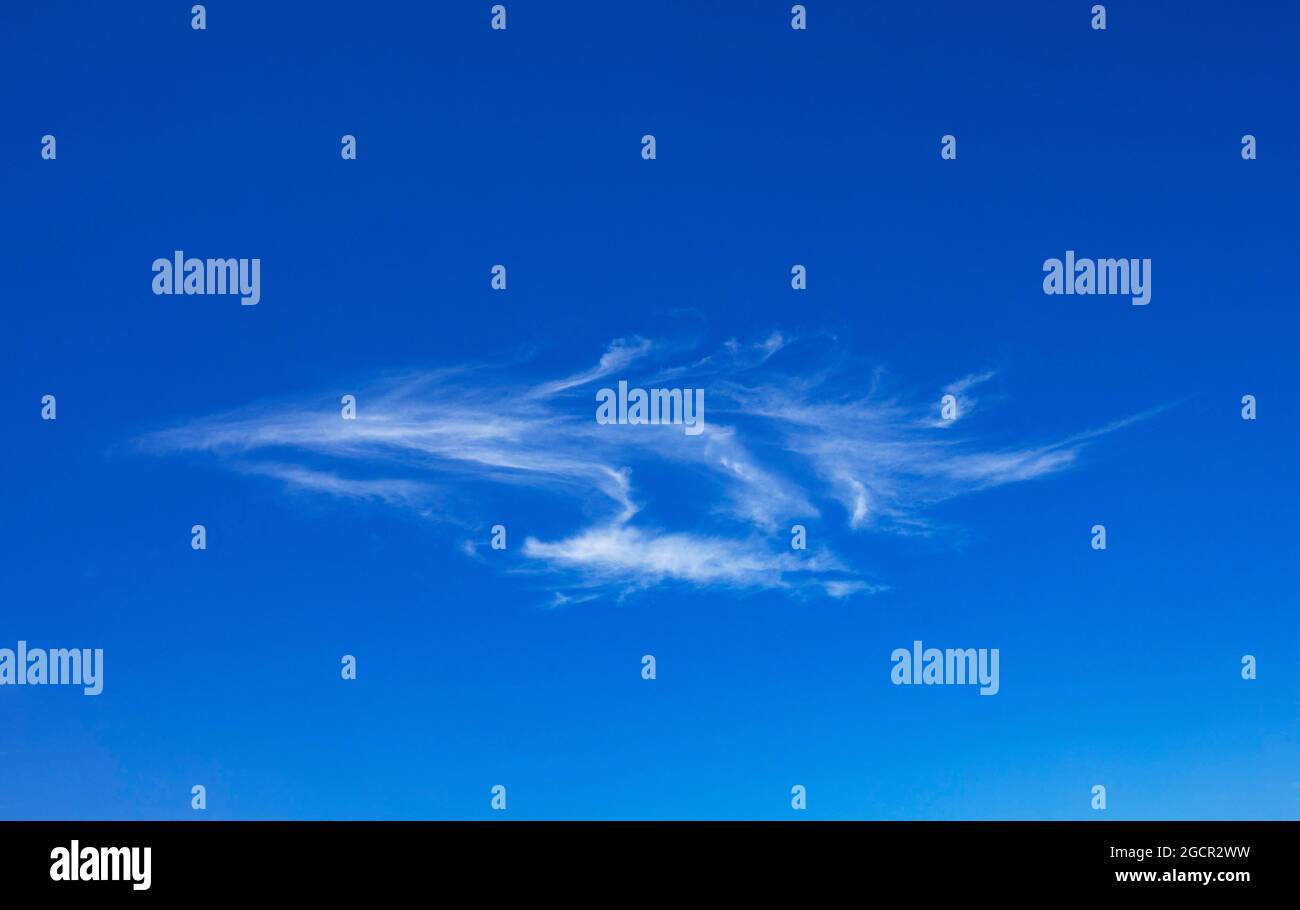 Nuvole di piume, nuvole di cirro, nuvole di ghiaccio, nuvole nel cielo blu, Austria superiore, Austria Foto Stock