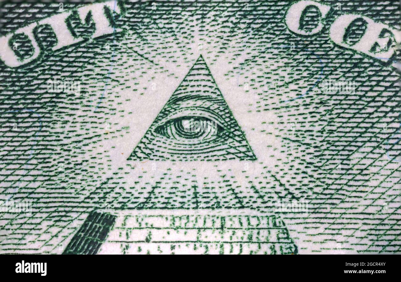 Macro primo piano di una banconota da 1 dollaro USA. Primo piano di una nota del dollaro americano. Il dollaro AMERICANO è la valuta mondiale. Il ritratto di George Washington, Foto Stock