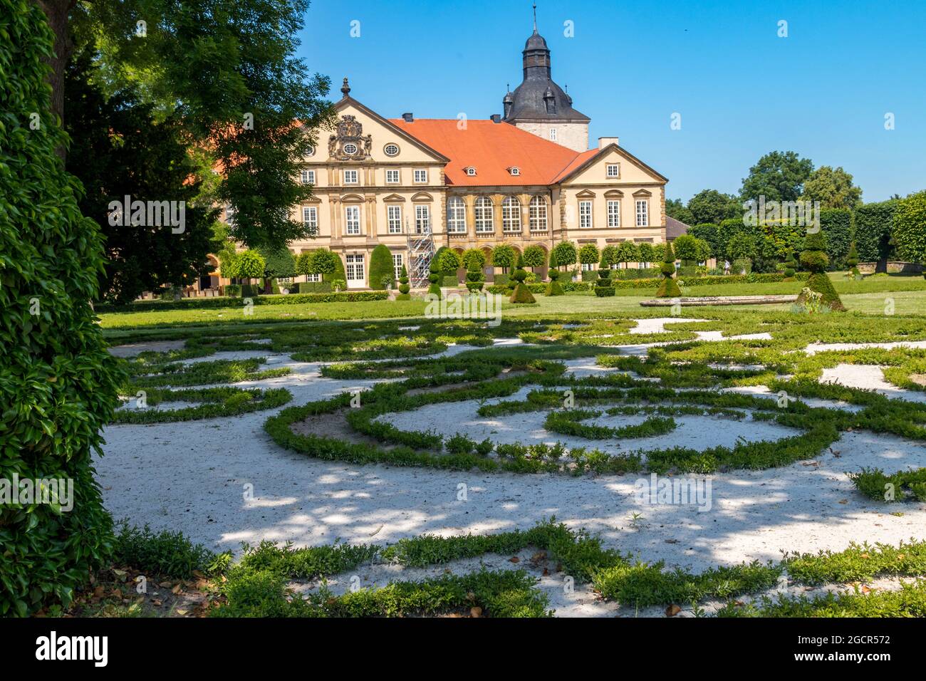 Palazzo barocco e parco paesaggistico Hundisburg in Sassonia-Anhalt Foto Stock