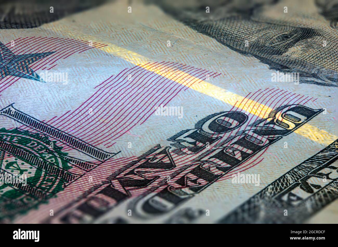 Primo piano di una banconota da 50 dollari USA. Primo piano di cinquanta dollari americani nota. Il dollaro AMERICANO è la valuta mondiale. Ritratto di Ulisse Grant sul fr Foto Stock
