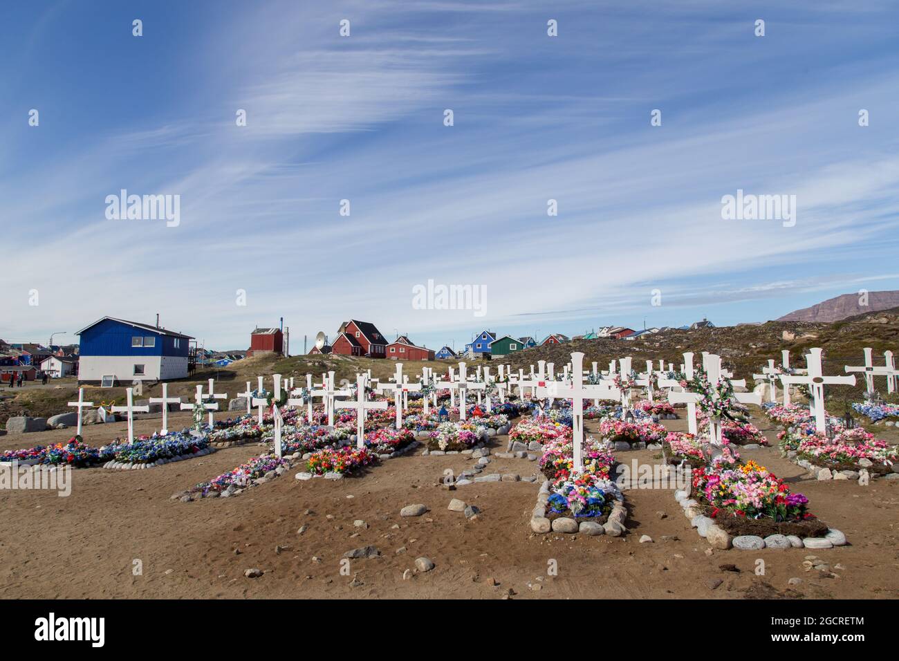 Tradizionale cimitero Greenlandico Foto Stock