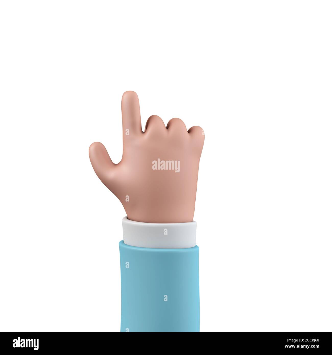 Mano stile carattere cartoon in una posa di puntamento. Rendering 3D Foto Stock