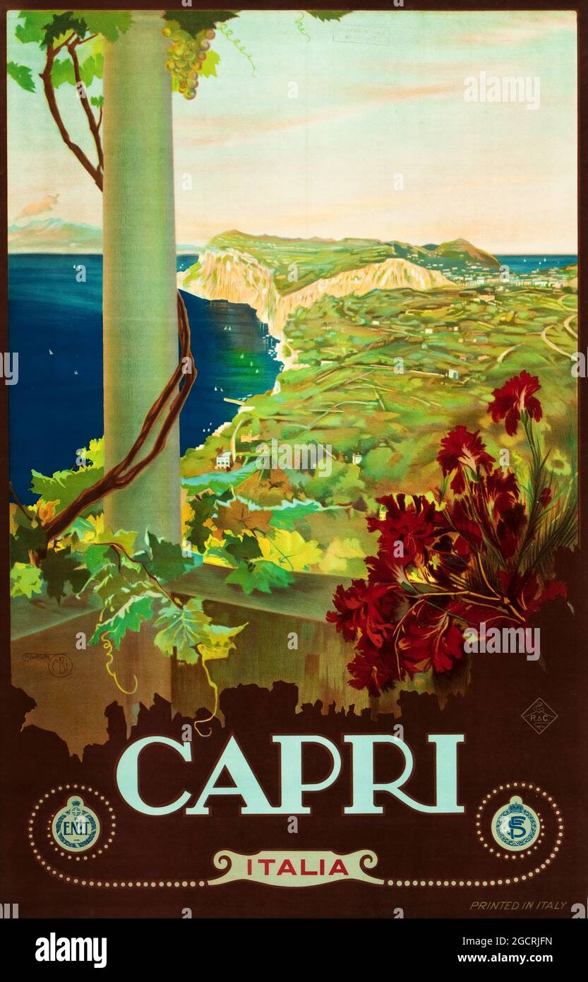 Capri, Italia Travel Poster di Mario Borgoni (ENIT, fine anni '20 / inizio anni '30) Foto Stock