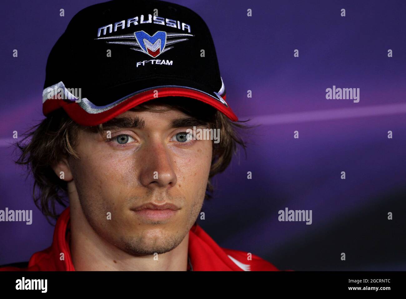 Charles Pic (fra) Marussia F1 Team alla conferenza stampa della FIA. Gran Premio d'Australia, giovedì 15 marzo 2012. Albert Park, Melbourne, Australia. Foto Stock