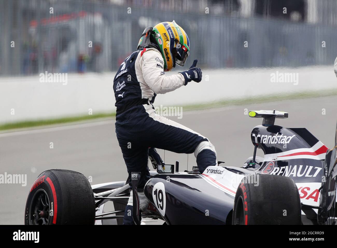 Bruno Senna (BRA) Williams FW34 si schianta nel muro dei Champions nella seconda sessione di prove. Gran Premio del Canada, venerdì 8 giugno 2012. Montreal, Canada. Foto Stock