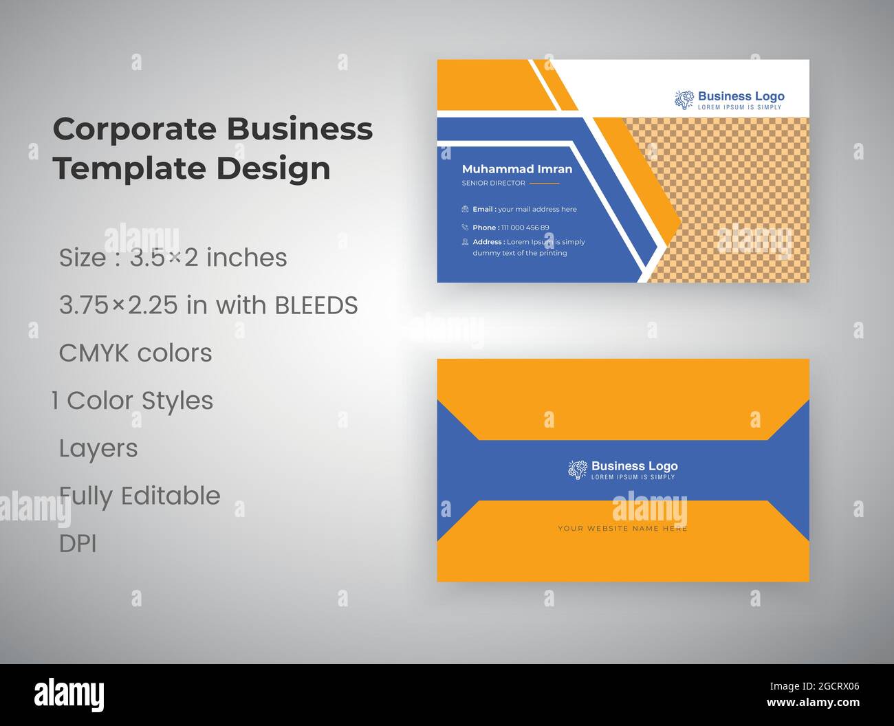 Modello di Business Card aziendale professionale per il settore creativo Illustrazione Vettoriale