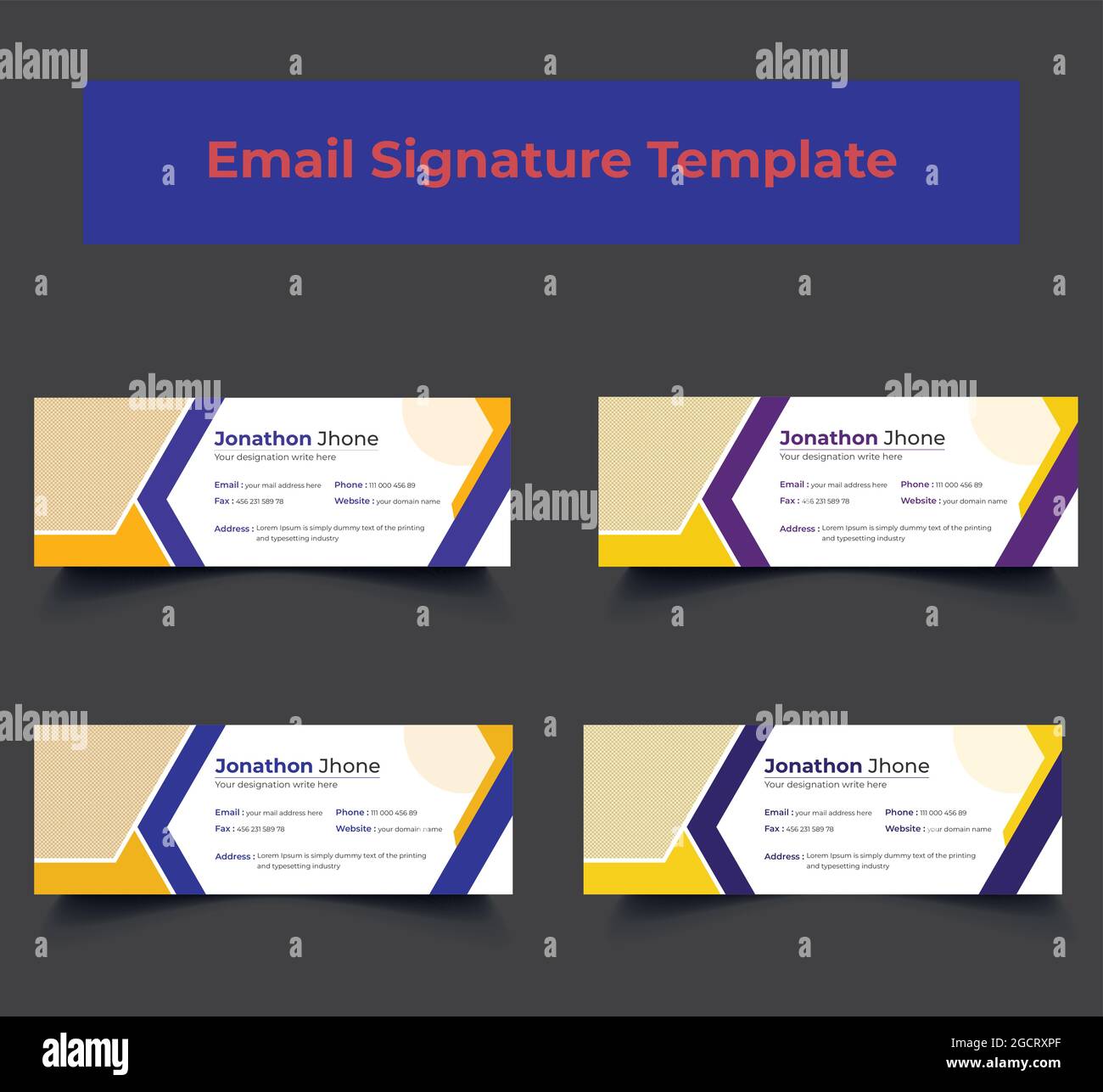 Modello di firma e-mail Creative Digital Marketing Illustrazione Vettoriale